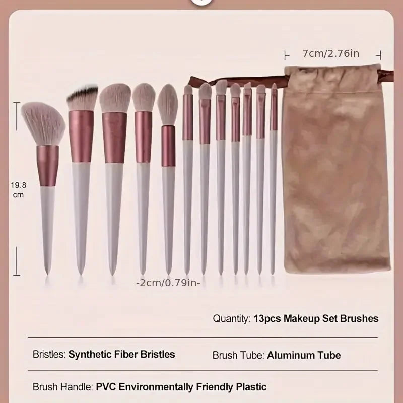 13Pcs Soft Fluffy Makeup Brushes Set for Cosmetics Foundation Blush Powder Eyeshadow Blending Blush Cosmetic Brushes